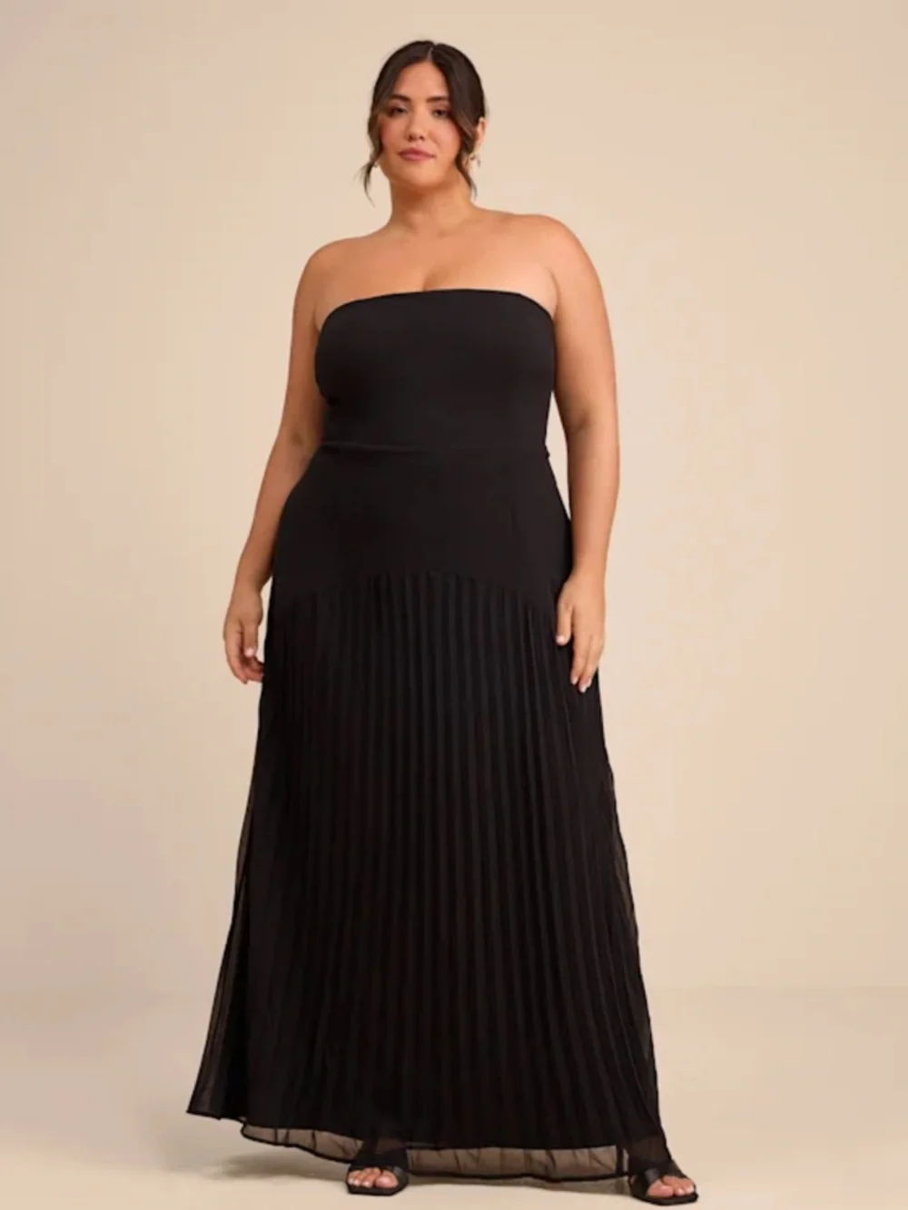 NWT Lulus Celebratory Aesthetic Black Pleated Strapless Maxi Dress - Picture 5 of 11
